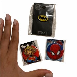 Batman Super Girl Spider-Man Pins DC Comics Bundle